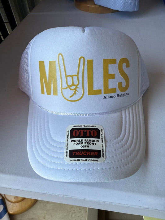Mules Up Hat - White and Gold